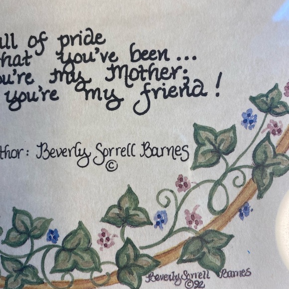 “MY MOTHER” CALLIGRAPHY MATTED AND FRAMED POEM ~ 9”X 11” BEVERLY SORRELL RAMES - Picture 3 of 6